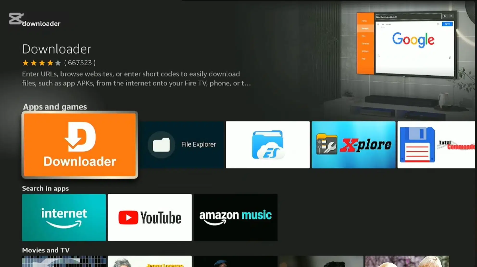 Downloader for HDO Box on Fire Stick TV Appstore Search